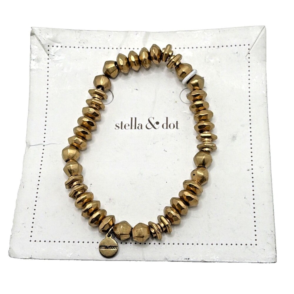 NEW Stella & Dot Nicholette Gold Tone Faceted Beaded Bracelet